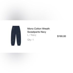 Denim Tears Navy Sweatpants with Wreath Design